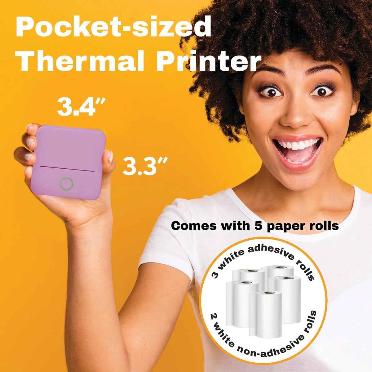 CTP500 Wireless Mini Portable Inkless Thermal Printer & Label Maker + Paper, Android & Ios (Purple)