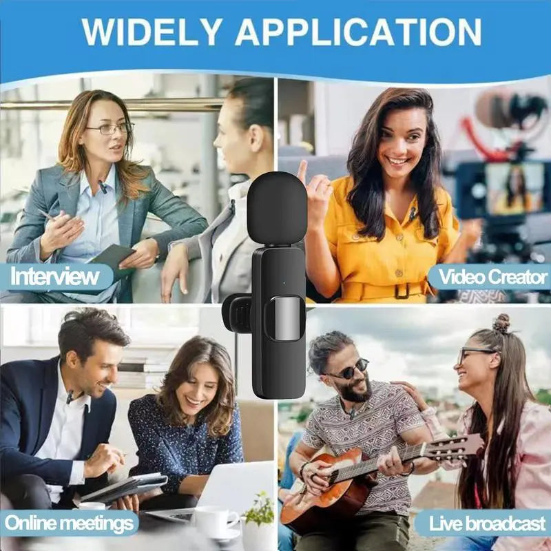 Wireless Lavalier Microphone with USB-C Receiver, Rechargeable Clip-On Mic for Smartphones, Tablets, Vlogging, Interviews and Audio Recording