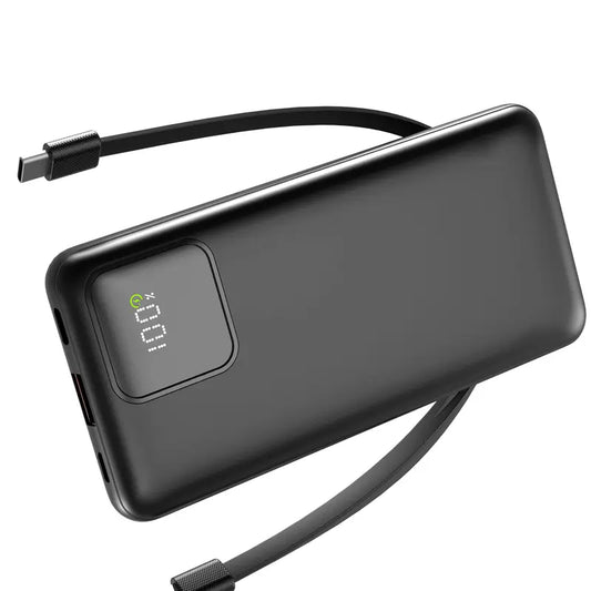 10000Mah Compact Lightweight Rechargeable Portable Charger - 22.5W Fast Chargeable Phone Accessory, Built-In Cables for Smartphone, Iphone, Samsung, Google Pixel, LG, Moto, Ipad, USB-A, Micro USB Digital Devices