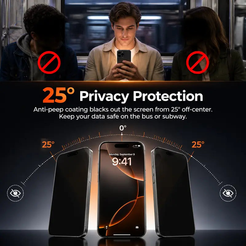 Pandashield 2-Pcs REDEDGE Red Privacy Screen Protector Tempered Glass for Iphone 13,14,15,16,17,18 plus Pro Max - HD Transparent, Anti-Spy, 9H Hardness, Full Coverage, Easy Install Smartphone Protective Accessory