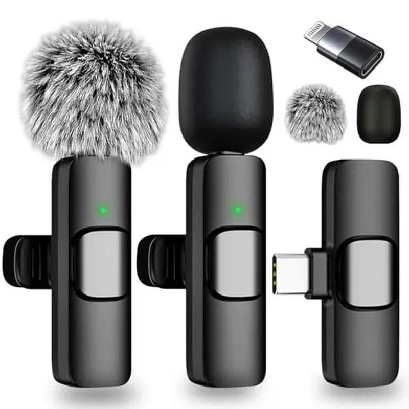 Wireless Lavalier Microphone with USB-C Receiver, Rechargeable Clip-On Mic for Smartphones, Tablets, Vlogging, Interviews and Audio Recording