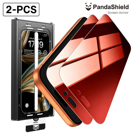 Pandashield 2-Pcs REDEDGE Red Privacy Screen Protector Tempered Glass for Iphone 13,14,15,16,17,18 plus Pro Max - HD Transparent, Anti-Spy, 9H Hardness, Full Coverage, Easy Install Smartphone Protective Accessory