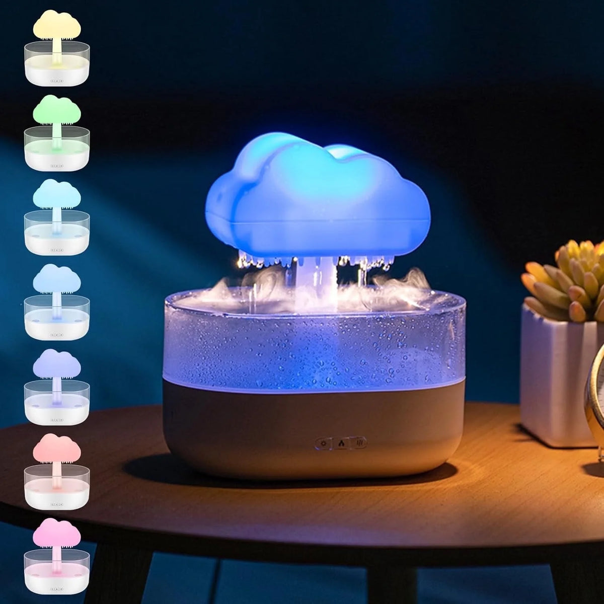 7 Color Lights Rain Cloud Humidifier, Timing Water Drip Aroma Diffuser, Mushroom Waterfall Lamp for Home Office Bedroom