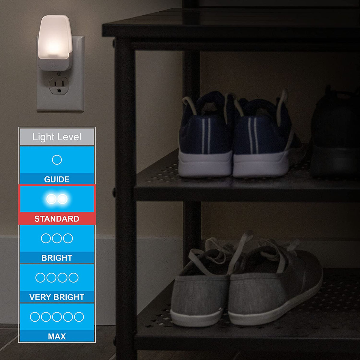 GE Plug in Night Light, Dusk to Dawn Sensor, Warm White 3000K, 8 Pack